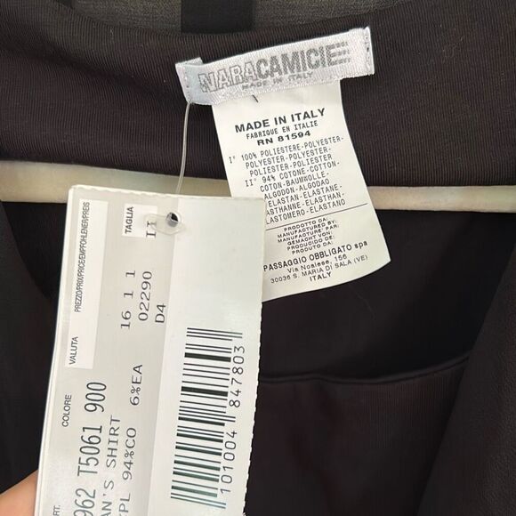 NWT Naracamicie black stretch blouse with layered chiffon front size S - Picture 8 of 8